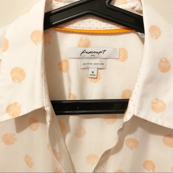 Foxcroft Seashell print non-iron shirt - Picture 3 of 7